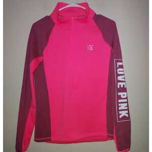 Victorias Secret Pink Pullover Medium Women's 1/2 Zip Ultimate Fleece Lined Pink